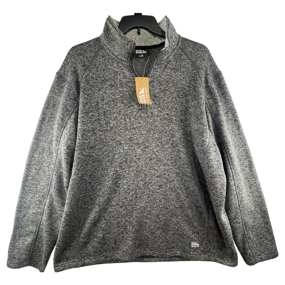 Eddie Bauer Mens 2XL Gray Fleece Pullover Sweater Outdoor Outfitter 1/4 zip